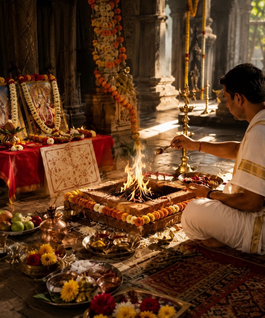 Traditional sacred space for Vedic puja